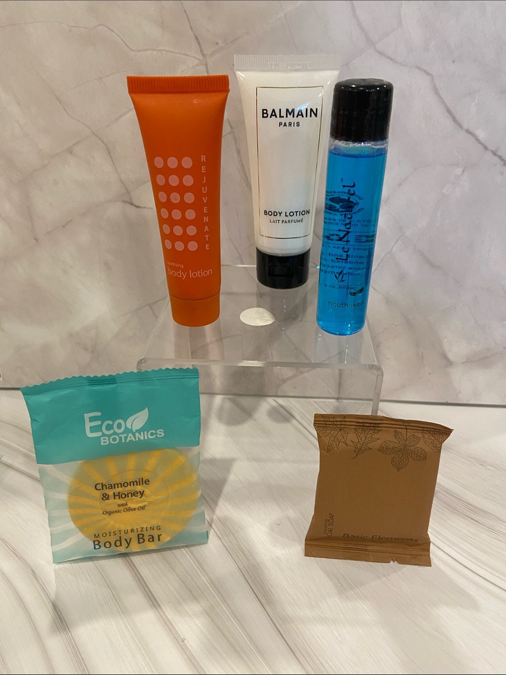 Bundle of new travel size, soaps, mouthwash & lotion